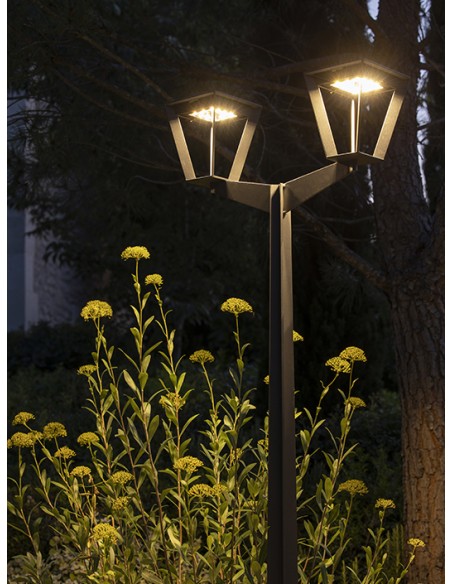 Lampadaire solaire deux têtes METRO